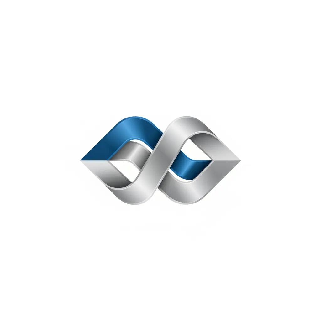clean modern corporate emblem symbol, metallic blue and