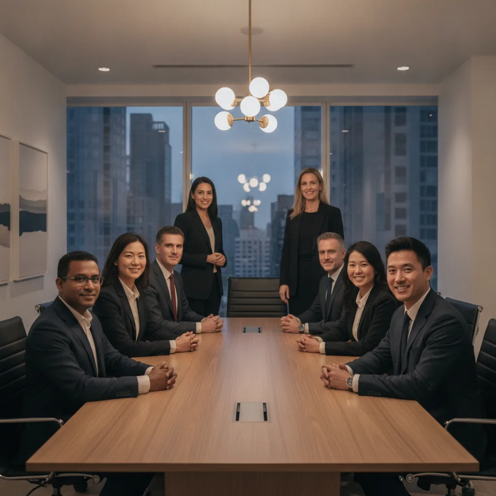 professional photo of a diverse executive team in