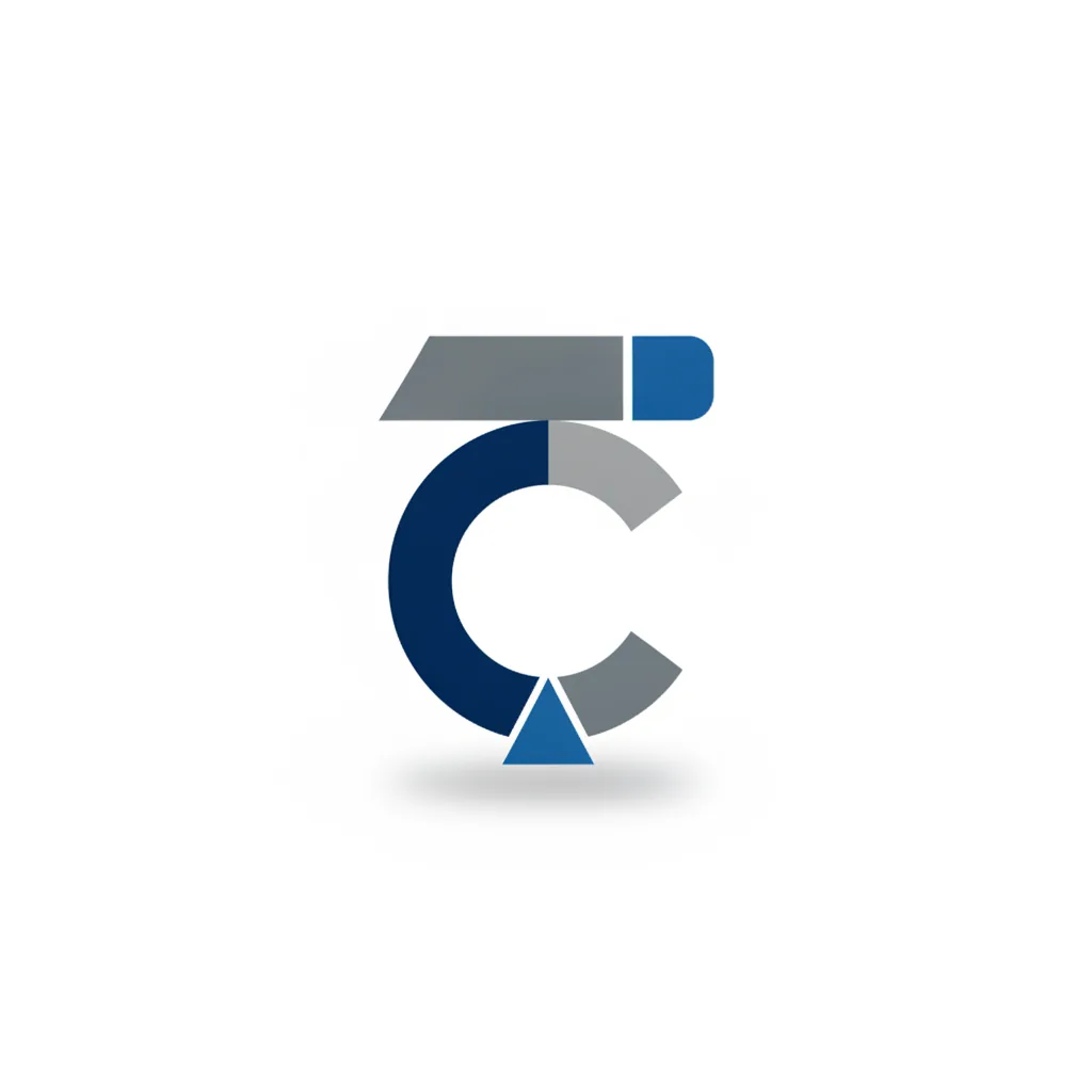 minimal abstract corporate emblem, blue and gray geometric