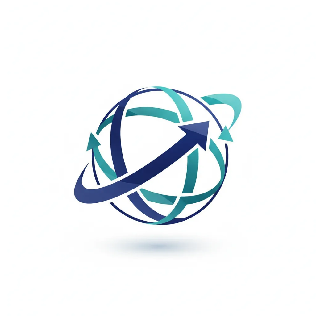 modern abstract global business emblem, sleek navy and